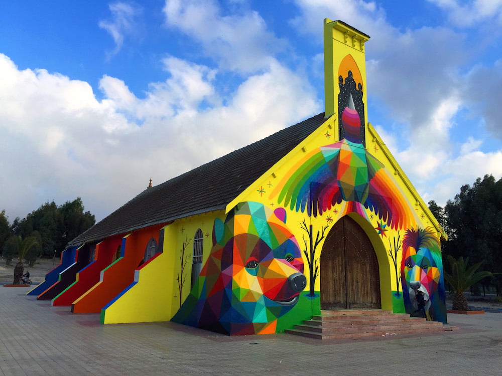 11 Mirages to Freedom: Moroccan church turned into vibrant geometric murals by Okuda San Miguel 