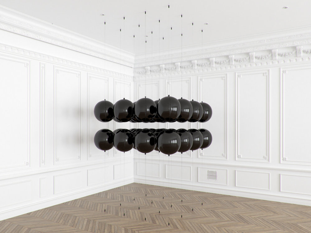 Bb Floating Black Balloons Installations By Tadao Cern 4