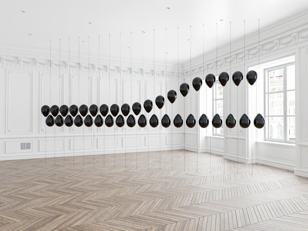 Bb Floating Black Balloons Installations By Tadao Cern 5