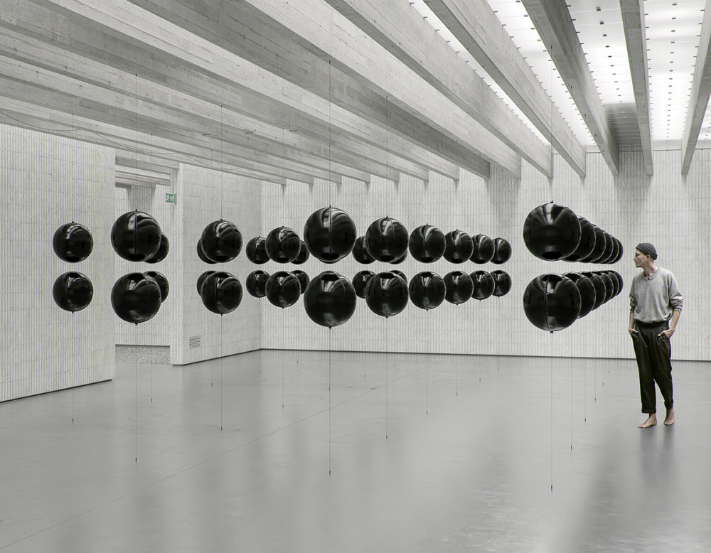Bb Floating Black Balloons Installations By Tadao Cern 9