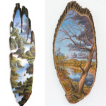 Bucolic Landscapes Painted On The Surfaces Of Cut Tree Trunks By Alison Moritsugu 4