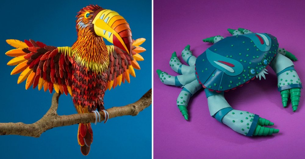 Colorful Sculptures Of Wild Animals Made From Leftover Pieces Of Leather By Lucie Thomas And Thibault Zimmermann 1