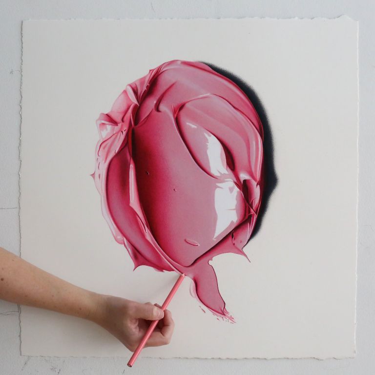 Complimentary Colors Amazingly Hyper Realistic Paint Blob Pencil Drawings By Cj Hendry 11