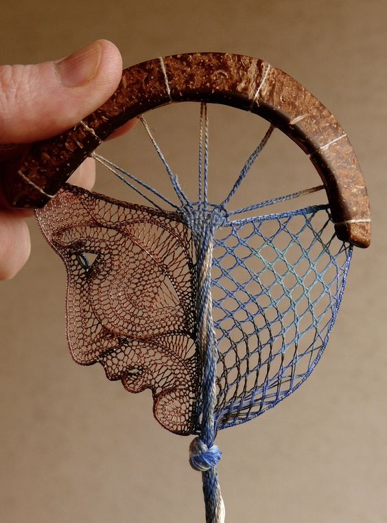 Figure Lace Sculptures Attached To Sticks And Pieces Of Found Wood By Agnes Herczeg 1