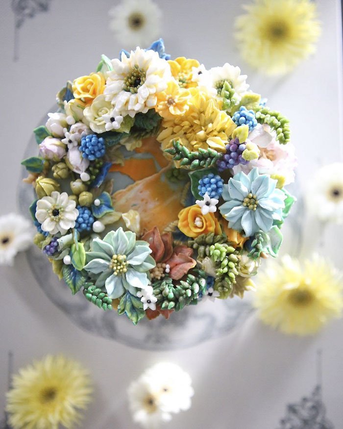 Gorgeous Cakes Decorated With Lifelike Buttercream Flowers By Atelier Soo 14