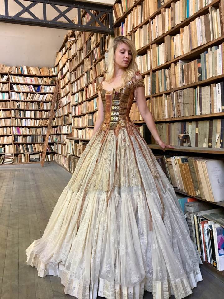 Superb Dress Made From Old Book Covers By Sylvie Facon 2