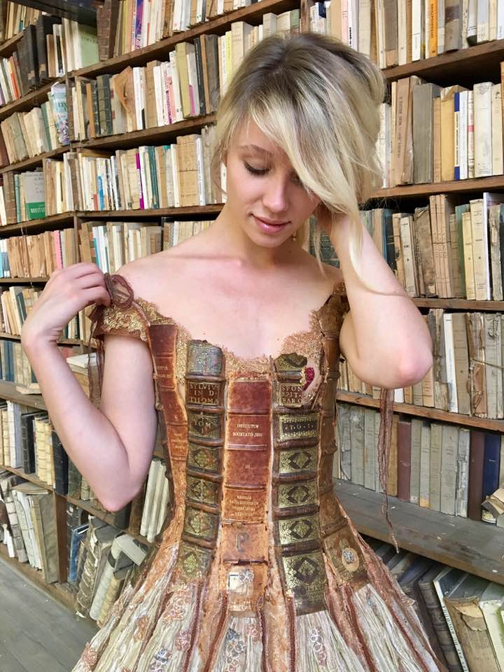 Superb Dress Made From Old Book Covers By Sylvie Facon 3