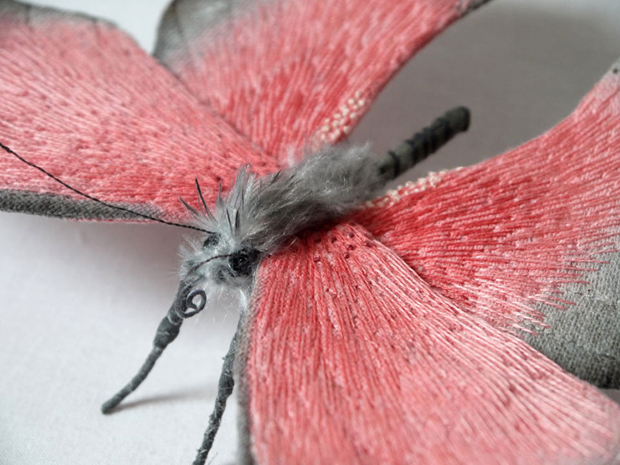 Textile Sculptures Of Moths Butterflies And Other Insects Made With Fabric And Embroidery By Yumi Okita 15