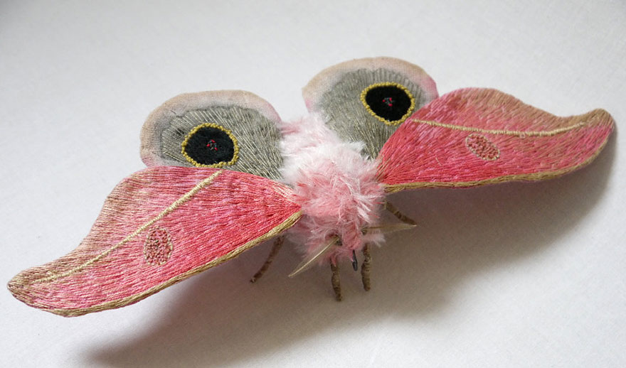 Textile Sculptures Of Moths Butterflies And Other Insects Made With Fabric And Embroidery By Yumi Okita 18