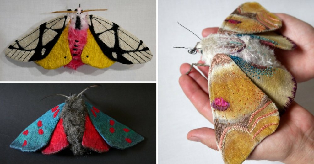 Textile Sculptures Of Moths Butterflies And Other Insects Made With Fabric And Embroidery By Yumi Okita 1