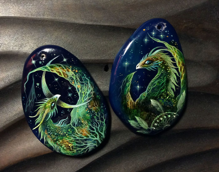 Stunning Paintings Of Dragons And Koi On Wood And Ornamental Stones By Tatiana Verkhovskaya 1