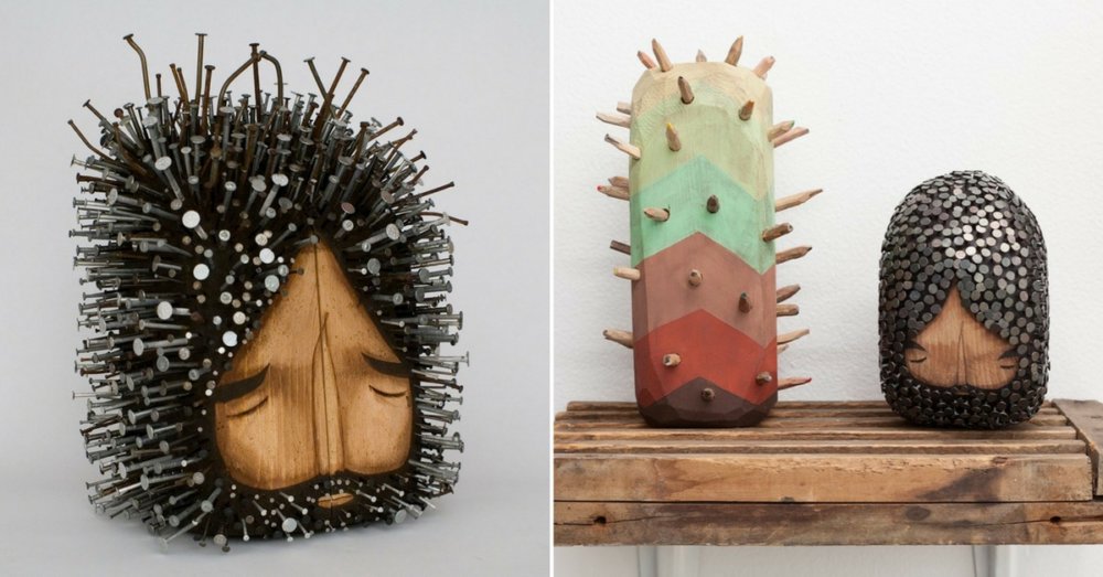 Stunningly Figurative Wood Sculptures Pierced With Hundreds Of Nails By Jaime Molina 1
