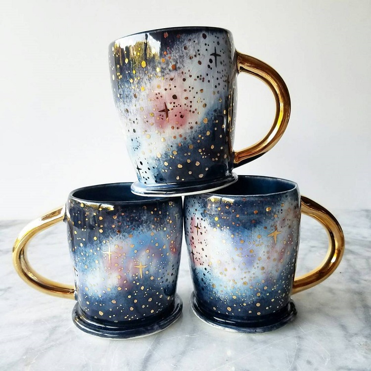 Ceramic Coffee Mugs Beautifully Customized With Crystal Details By Katie Marks 11