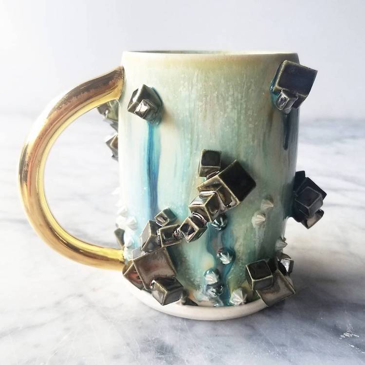 Ceramic Coffee Mugs Beautifully Customized With Crystal Details By Katie Marks 3