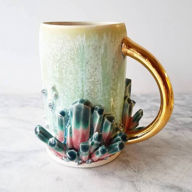 Ceramic Coffee Mugs Beautifully Customized With Crystal Details By Katie Marks 4