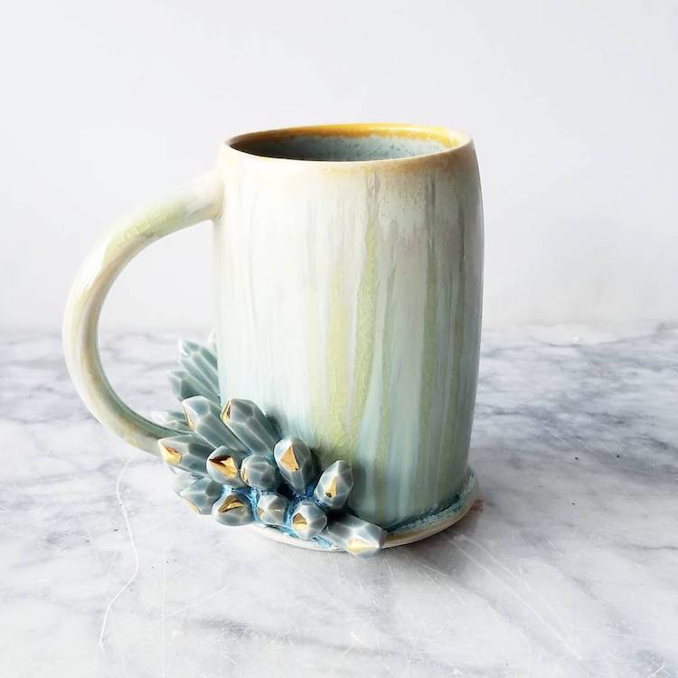 Ceramic Coffee Mugs Beautifully Customized With Crystal Details By Katie Marks 5