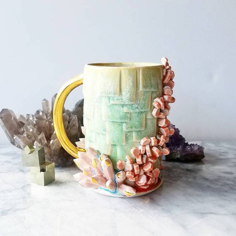 Ceramic Coffee Mugs Beautifully Customized With Crystal Details By Katie Marks 6