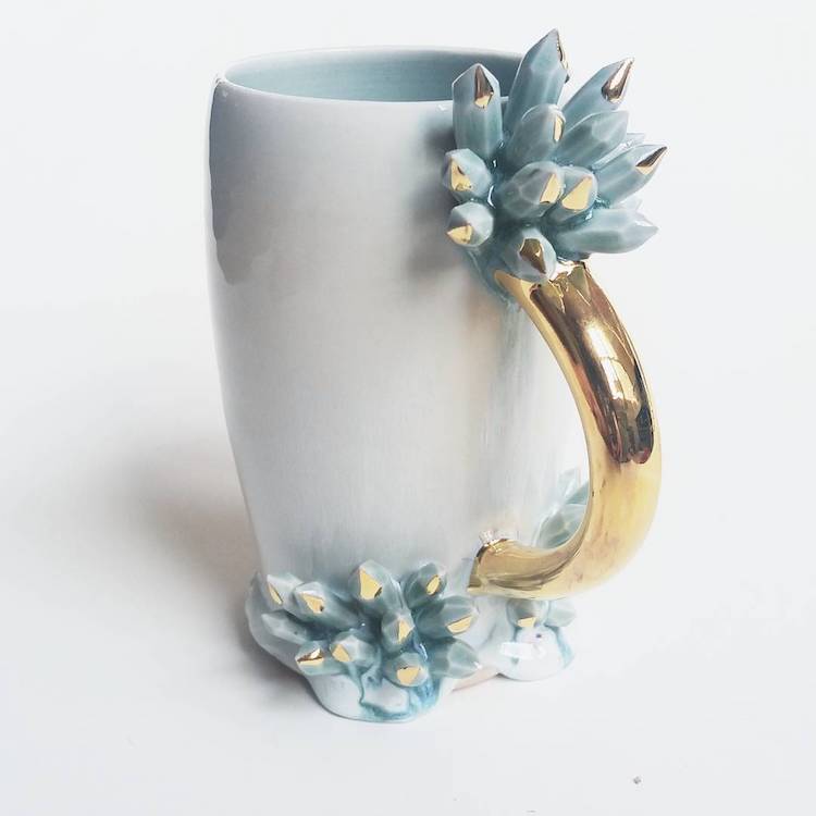 Ceramic Coffee Mugs Beautifully Customized With Crystal Details By Katie Marks 8