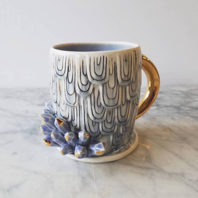 Ceramic Coffee Mugs Beautifully Customized With Crystal Details By Katie Marks 9