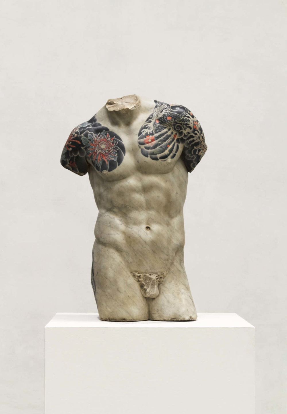 Classical Marble Sculptures Covered With Traditional Far Eastern Tattoos By Fabio Viale 2