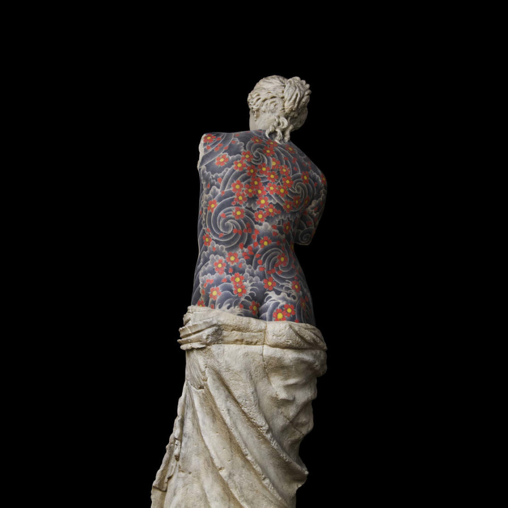 Classical Marble Sculptures Covered With Traditional Far Eastern Tattoos By Fabio Viale 4