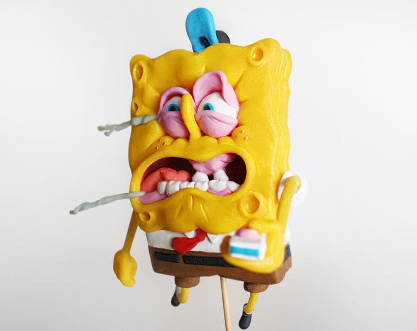 Handmade Polymer Clay Sculptures Of Spongebob By Alex Palazzi And Cecilia Fracchia 7