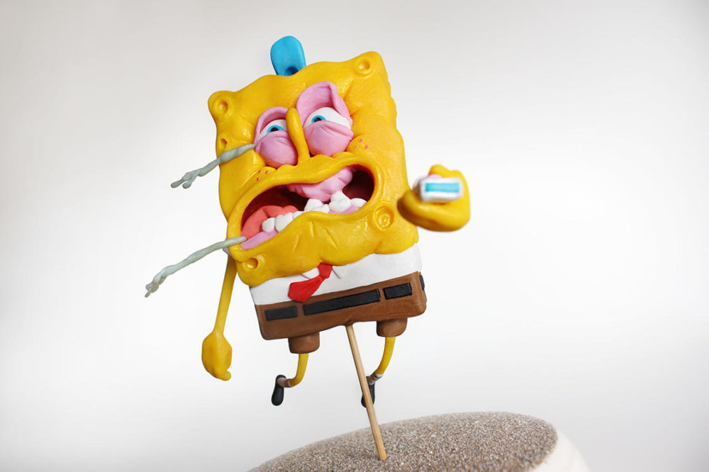 Handmade Polymer Clay Sculptures Of Spongebob By Alex Palazzi And Cecilia Fracchia 9
