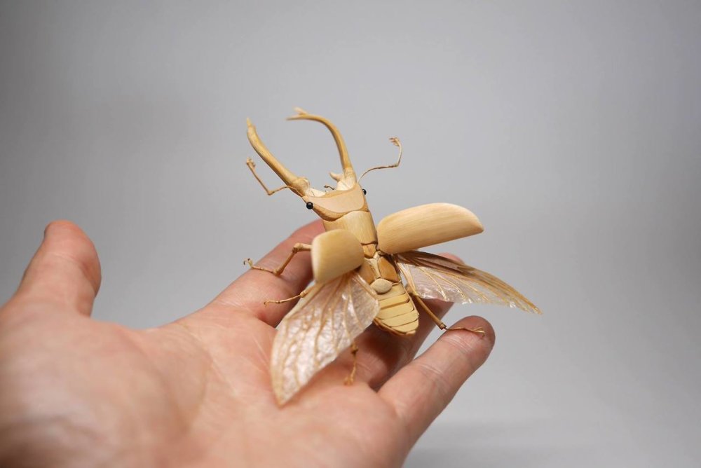 Intricate Life Like Insect Sculptures Made From Bamboo By Noriyuki Saitoh 8