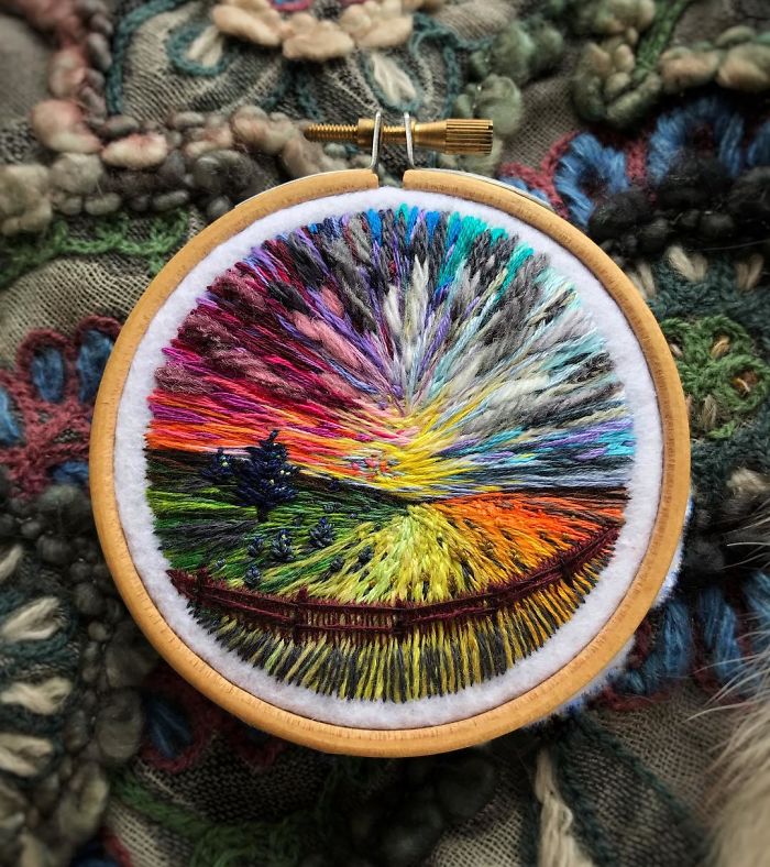 Lush Embroidery Hoop Art Of Landscapes In Vivid Colors By Vera Shimunia 10