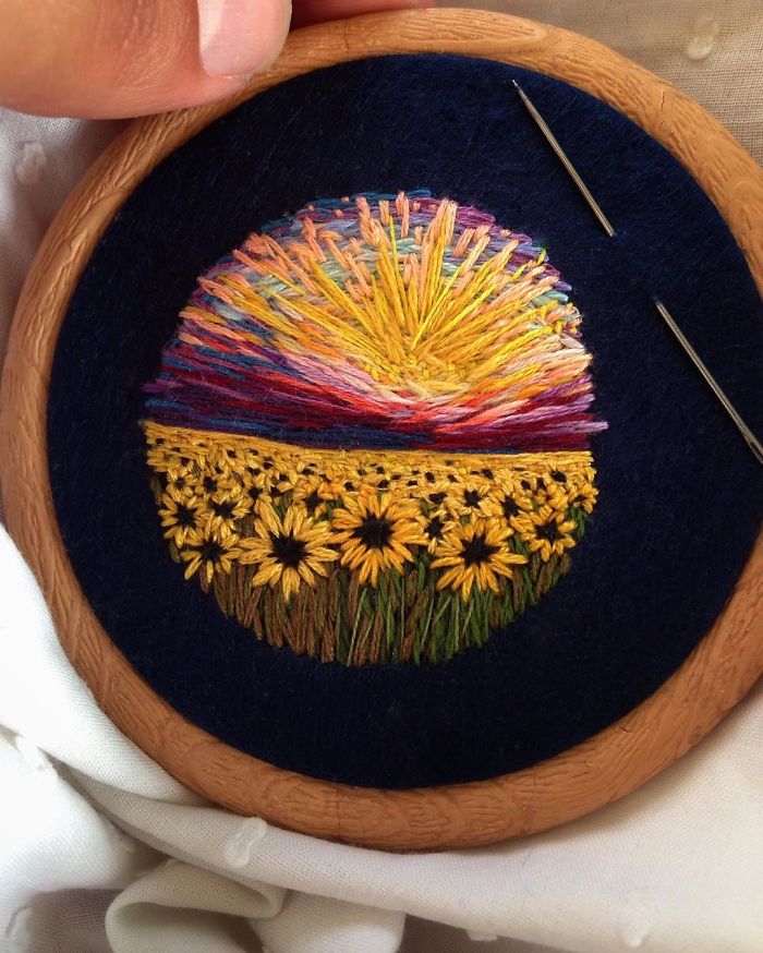 Lush Embroidery Hoop Art Of Landscapes In Vivid Colors By Vera Shimunia 14