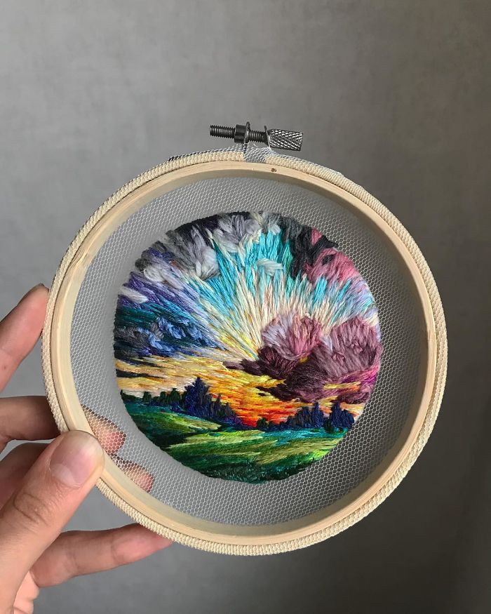 Lush Embroidery Hoop Art Of Landscapes In Vivid Colors By Vera Shimunia 15