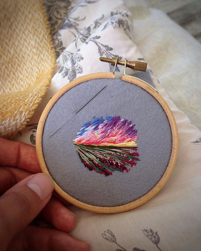 Lush Embroidery Hoop Art Of Landscapes In Vivid Colors By Vera Shimunia 26