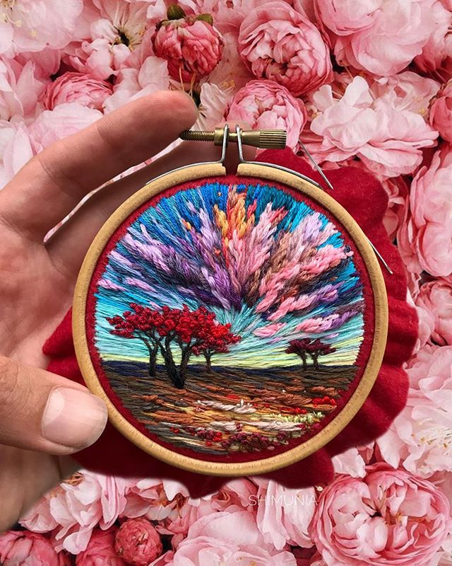 Lush Embroidery Hoop Art Of Landscapes In Vivid Colors By Vera Shimunia 36