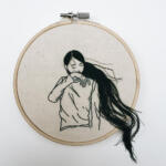 Wonderful hair embroidery hoop art by fashion model and artist Sheena Liam