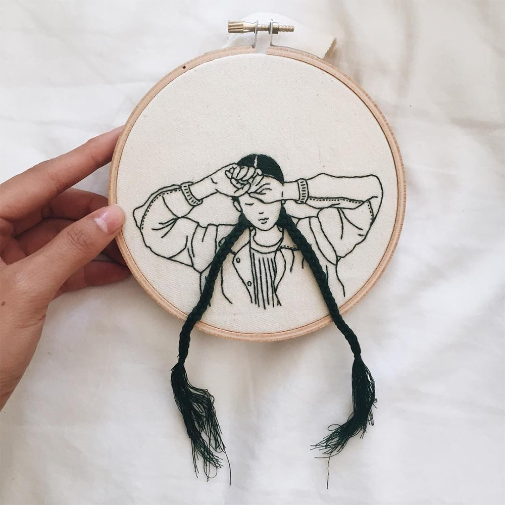 Wonderful Hair Embroidery Hoop Art By Fashion Model And Artist Sheena Liam 8