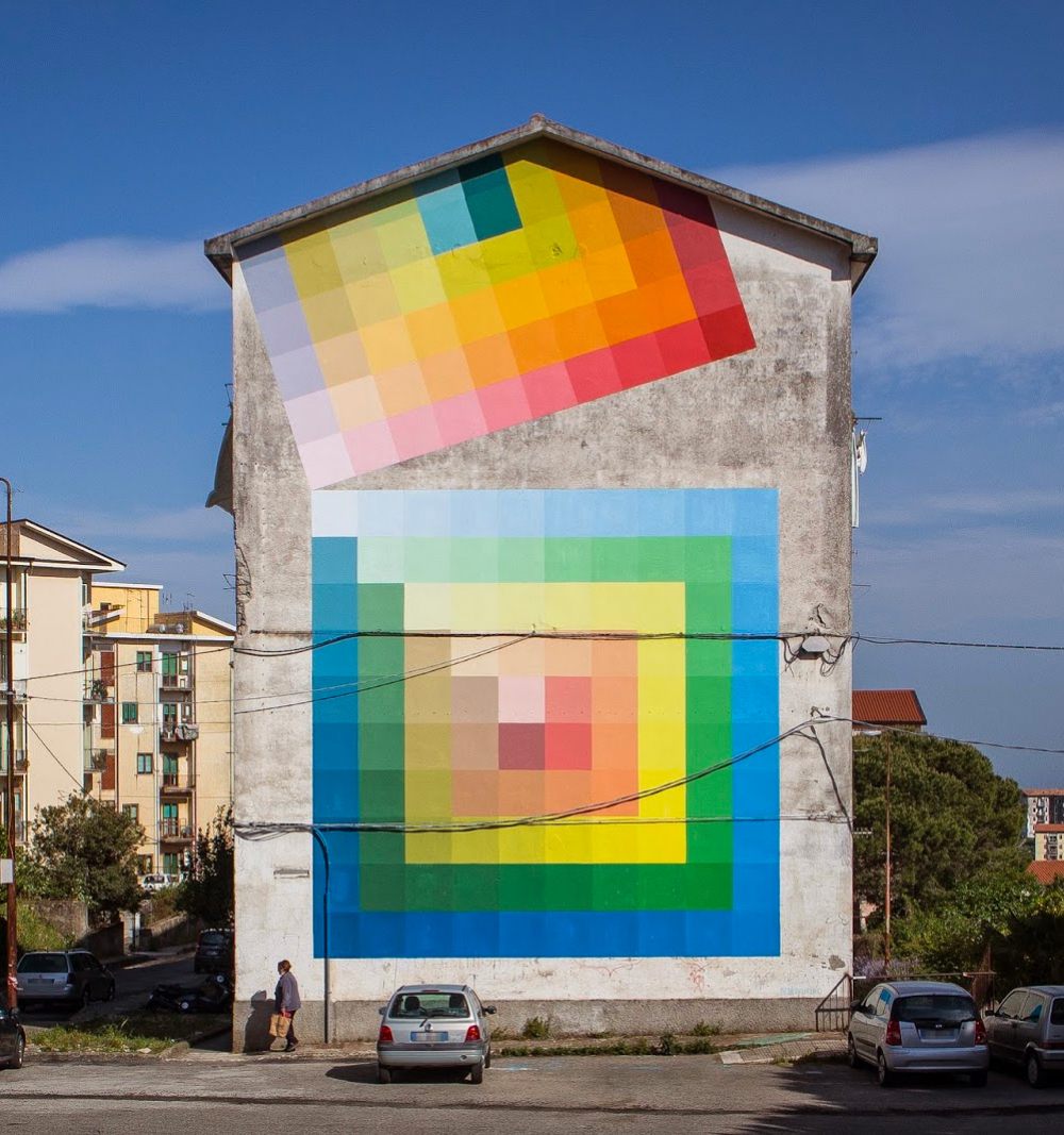 Prismatic Checkered Murals With Vivid And Contrasting Color Shades By Alberonero (1)