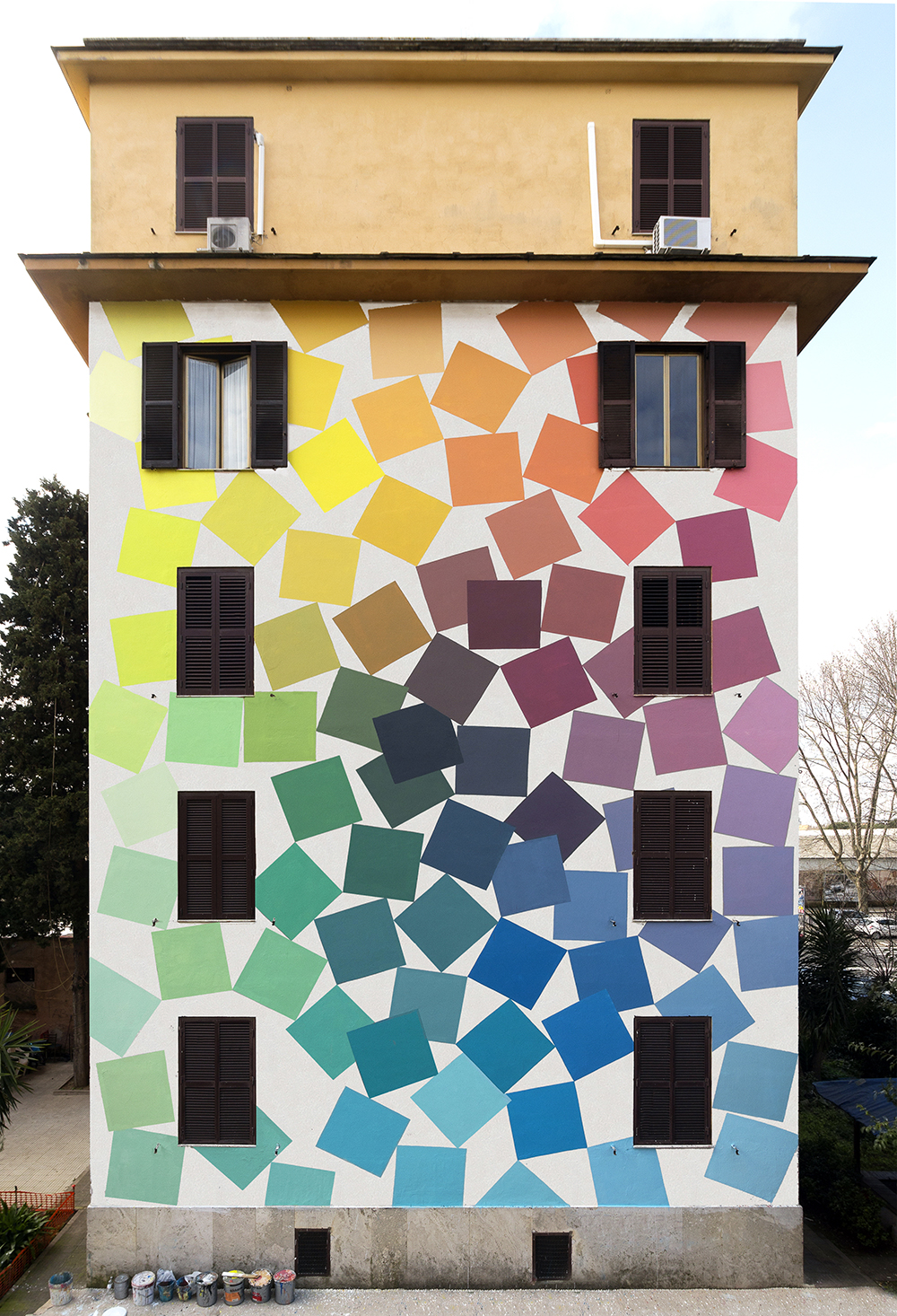 Prismatic Checkered Murals With Vivid And Contrasting Color Shades By Alberonero 16