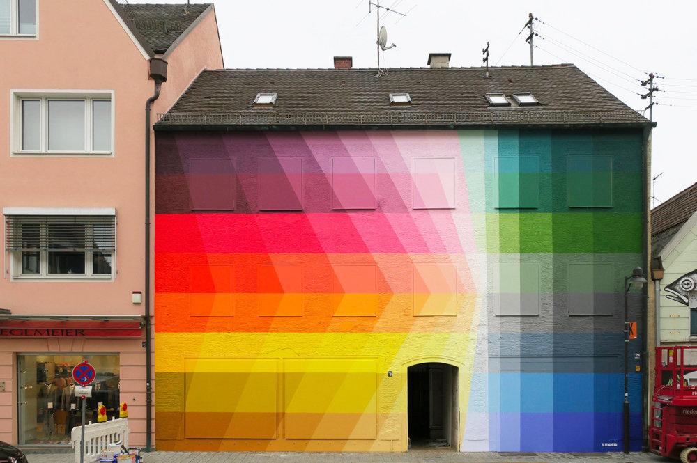 Prismatic Checkered Murals With Vivid And Contrasting Color Shades By Alberonero 2