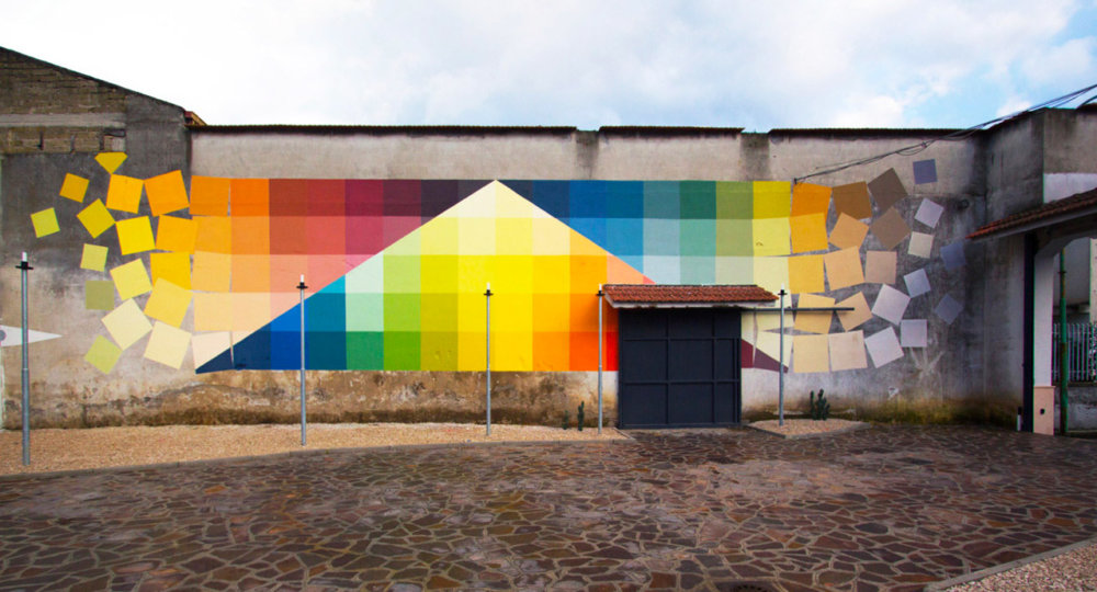 Prismatic Checkered Murals With Vivid And Contrasting Color Shades By Alberonero 3