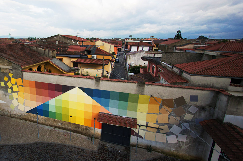 Prismatic Checkered Murals With Vivid And Contrasting Color Shades By Alberonero 4