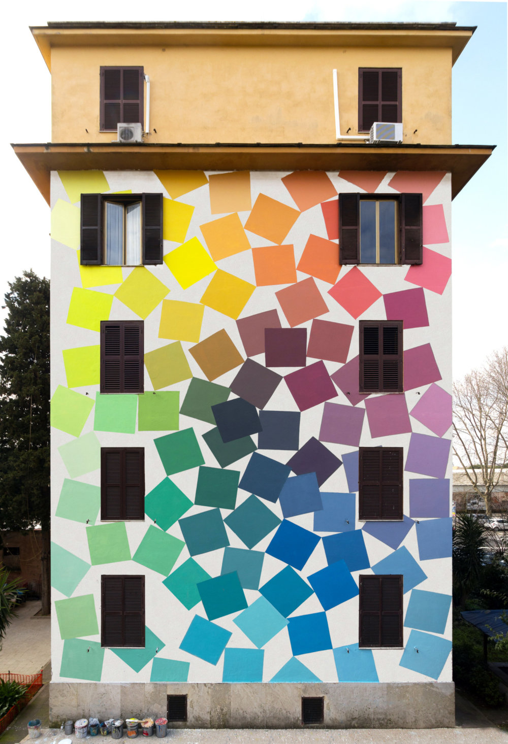 Prismatic Checkered Murals With Vivid And Contrasting Color Shades By Alberonero 6