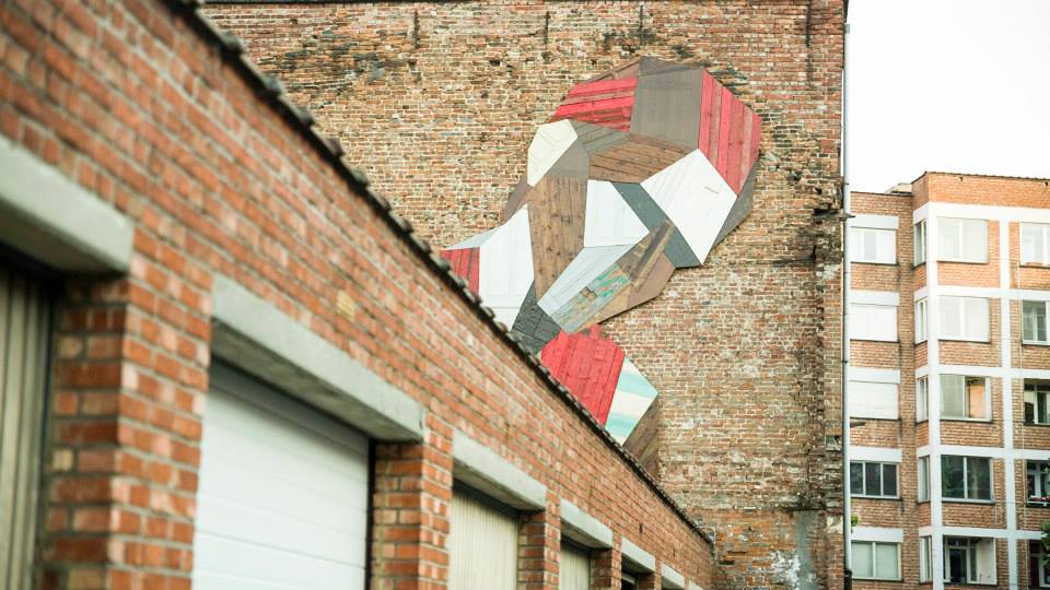 Strook Geometric Murals Of Figure Collages Made Of Old Doors And Pieces Of Furniture By Stefaan De Croock 11