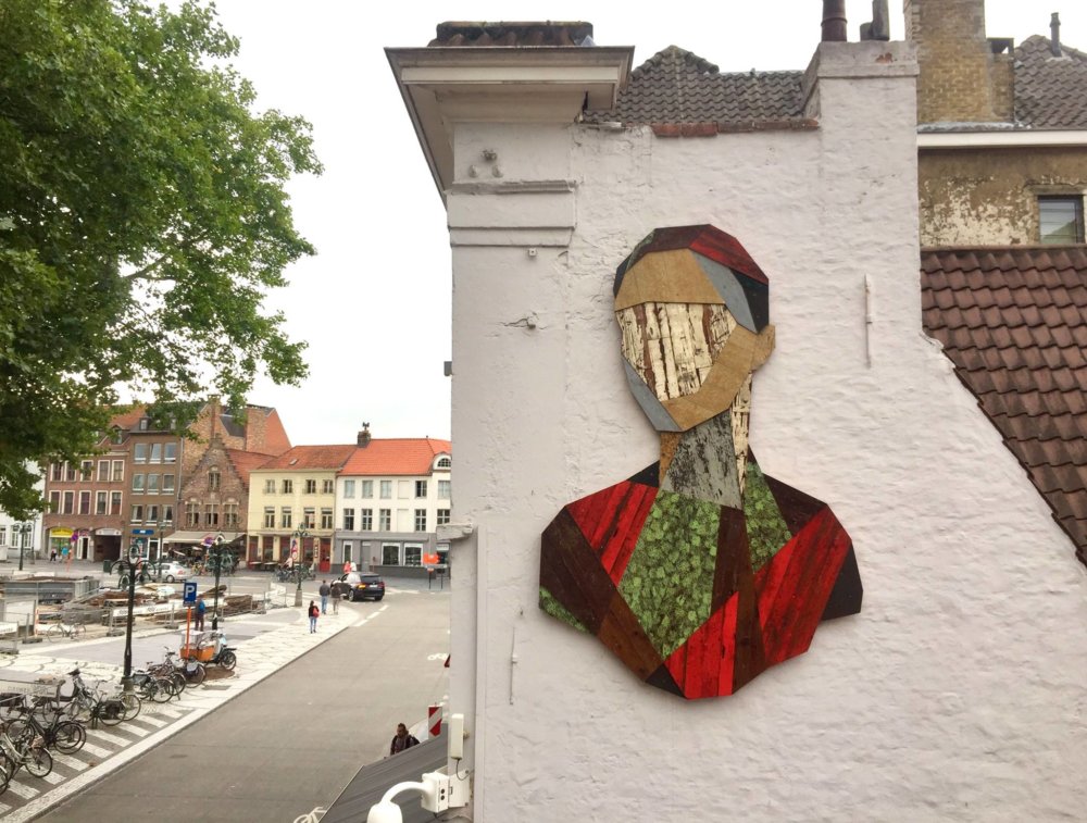 Strook Geometric Murals Of Figure Collages Made Of Old Doors And Pieces Of Furniture By Stefaan De Croock 9