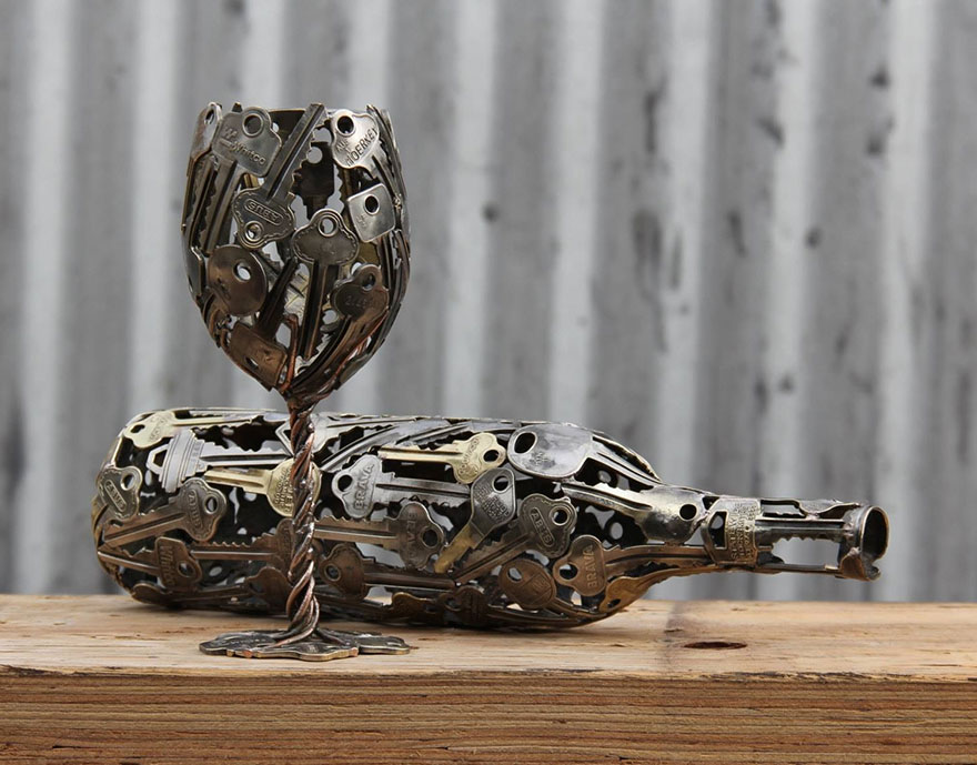 Discarded Keys Coins And Bottle Caps Turned Into Amazing Artworks By Michael Moerkerk 1