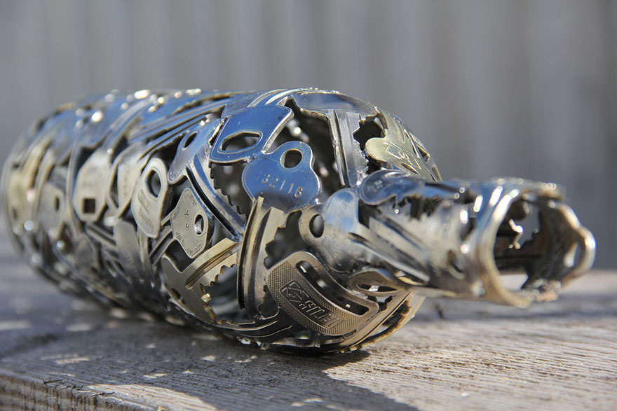 Discarded Keys Coins And Bottle Caps Turned Into Amazing Artworks By Michael Moerkerk 2