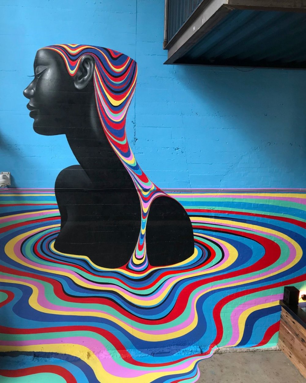 Murals Of Monochromatic Figures Pouring Colorful Fluids By Gina Kiel 16