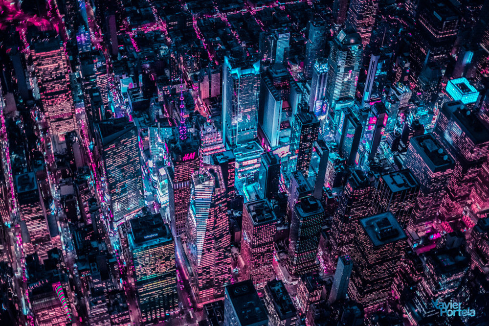 New York Glow Ii New York From Above In Neon Colors By Xavier Portela 2