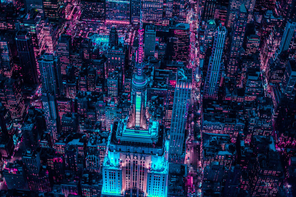 New York Glow Ii New York From Above In Neon Colors By Xavier Portela 3