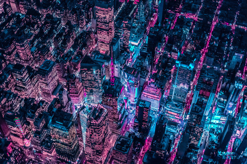 New York Glow Ii New York From Above In Neon Colors By Xavier Portela 4