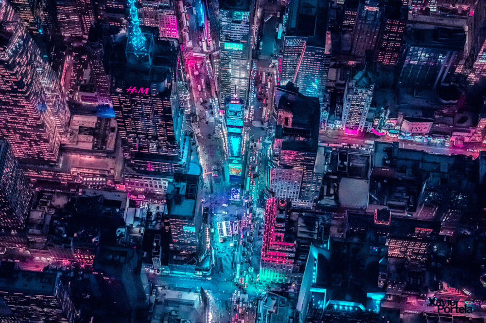 New York Glow Ii New York From Above In Neon Colors By Xavier Portela 5
